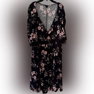 Torrid Dress‎ Floral Flower Skater Dress Sz 5 X Black and Pink